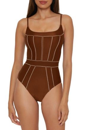 BECCA by Rebecca Virtue Color Sheen One-Piece Swimsuit in Dark Coco at Nordstrom, Size Small