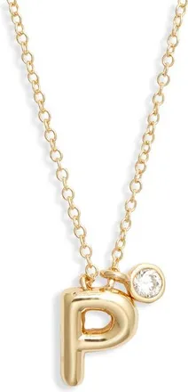 Chelsea28 Goldtone Initial Pendant Necklace in P- Clear- Gold at Nordstrom