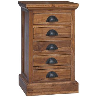 vidaXL Cajonera Con Caj&oacute;n Marr&oacute;n 35 X 30 X 60 Cm Madera De Teca Maciza Vidaxl