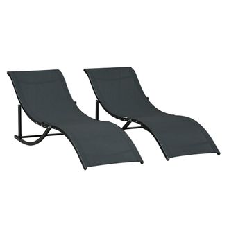 OUTSUNNY Set 2 tumbonas plegables 165x61x63 cm negro