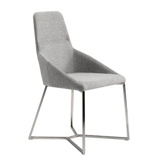 Angel Cerd&aacute; Grey Fabric Dining Chair Chrome-Plated Legs