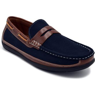 Aston Marc Two-Tone Penny Loafer in Navy at Nordstrom Rack, Size 10