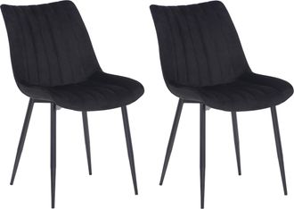Clp Clp - Set De 2 Sillas De Comedor Rahden En Terciopelo Negro