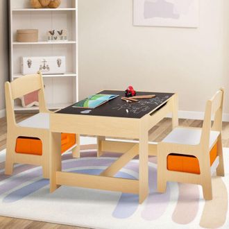 IDMarket Mesa De Dibujo Reversible + 2 Sillas Gabriel Con Compartimentos Portaobjetos