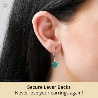MAX + STONE Solid 14K Yellow or White Gold Gemstone Flower Shape Dangle Earrings