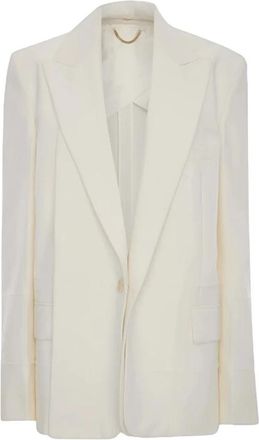 Victoria Beckham Blazer met losse revers - Dames - Blazers - Wit - XS - Wol - Jassen