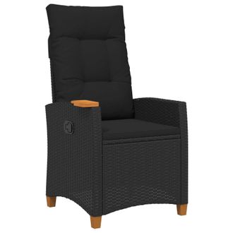 vidaXL Silla Reclinable Con Bandeja Para T&eacute; Negro Rat&aacute;n Sint&eacute;tico Vidaxl