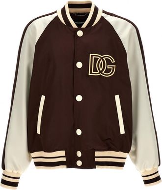 Dolce & Gabbana Brown Logo embroidery bomber jacket