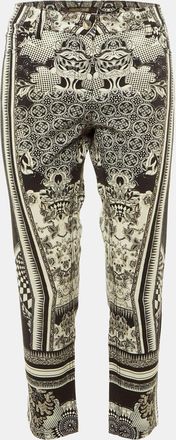 Roberto Cavalli Black Floral Print Denim Cropped Jeans L/waist