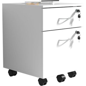 VCM Roll Container Contenitore laterale con due cassetti Dimensioni ca. a. 55 x l. 40 x p. 44 cm Contenitore per ufficio bloccabile - Baula m (Bianco)