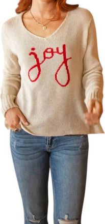 Wooden Ships Joy To The World Lightweight Sweater In Half Moon/red Ginger