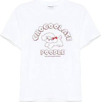 Chocoolate poodle graphic T-shirt - women - Cotton - M - White