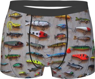AOOEDM Bait for Fishing Mens Boxer Briefs Underpants,Printed Mens Soft Underwear,Comfy Breathable Short Trunk