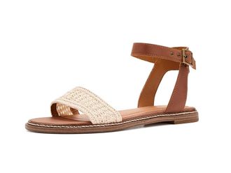 Lucky Brand Kimaya Ankle Strap Sandal Womens Sandals Hazelnut Crochet : 6.5 M, Synthetic