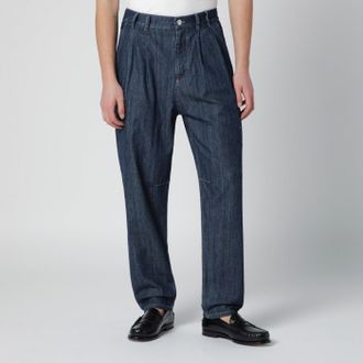 Brunello Cucinelli Slim-fit jeans with pleats in blue denim
