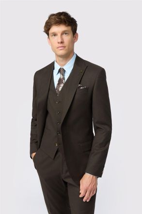 Antique Rogue Mens Single Breasted One Button Slim Fit Suit Jacket - Dark Brown - Size 44 (Chest)