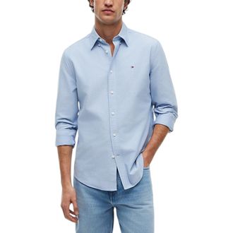 Tommy Hilfiger Mens Shirts Regular Fit Oxford Long Sleeve Casual Cotton Formal - Blue - Size X-Large