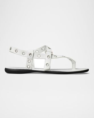 Tory Burch Leather Grommet Toe Ring Sandals
