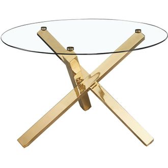LPD Furniture Lpd Furniture - Capri Dining Table Glass Top With Gold Legs