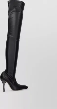 Off-white leather over-the-knee boots