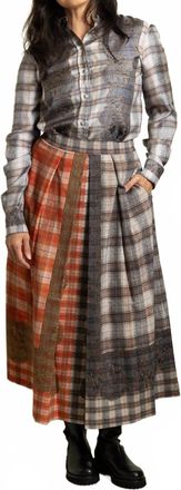 Pierre-Louis Mascia Lace Plaid Skirt In Multicolor