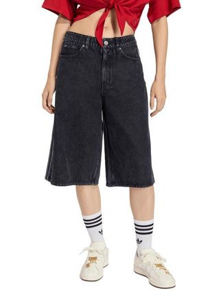 adidas Originals Firebird Oversize Denim Jorts in True Black Denim at Nordstrom, Size 10
