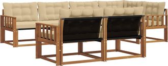 vidaXL Conjunto De Sof&aacute;s De Exterior 7 Uds. Natural Y Beige Vidaxl