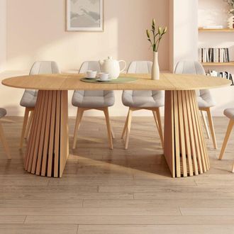 IDMarket CARMEN tavolo da pranzo rotondo allungabile 4-10 persone gamba in legno 110-200 cm