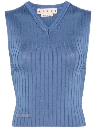 Marni Top met V-hals - Blauw