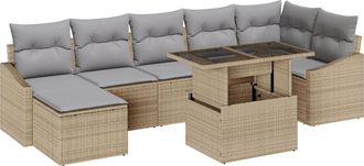 vidaXL Garden Sofa Set 8 pcs Beige and Light Grey Poly Rattan vidaXL