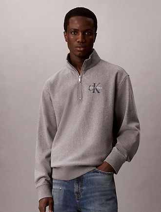 Calvin Klein Sudadera De Felpa De Gran Calidad Con Cremallera De Un Cuarto