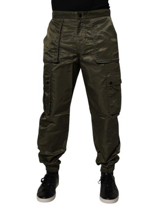 Dolce & Gabbana Dark Green Nylon Cargo Mens Pants