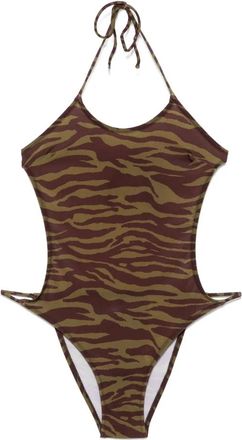 The Attico Geprinte Halter One-piece - Dames - Badpakken - Groen - XS - Badmode