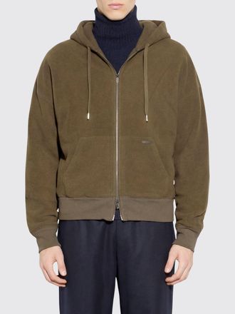 Paolo Pecora Cotton Zip-Up Hoodie with Drawstring and Welt Pockets