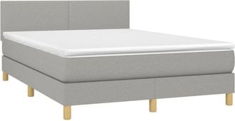 vidaXL Cama Box Spring Colch&oacute;n Y Luces Led Tela Gris Claro 140x200 Cm Vidaxl