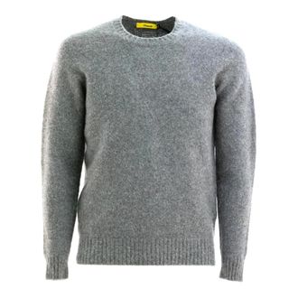 Drumohr Round-neck Knitwear, male, Gray, Size: XL Crew Neck Sweater