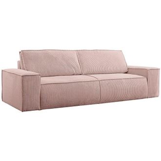 Vente-Unique Divano letto 4 posti in Velluto a coste Rosa cipria - AMELIA