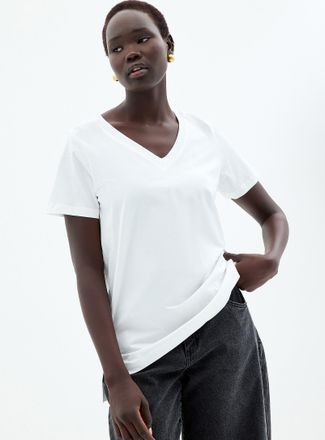 Contemporaine Womens V-neck organic cotton Tunic Top T-shirt