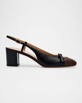 Valentino Garavani Valet Du Roi VLogo Leather Slingback Pumps