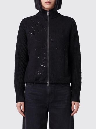 Fabiana Filippi Cardigan in misto lana con collo alto, zip e applicazione di paillettes