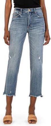 Kut from the Kloth Rachael Fab Ab Frayed High Waist Crop Mom Jeans in Built at Nordstrom Rack, Size 10