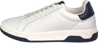 A|X Armani Exchange Mens Duck, Leather, Back Logo Sneaker, Off White Navy, 6 UK