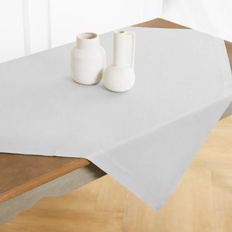 Solino Home Linen Table Throw 52 x 52 Inch for Dining Table, Holiday and Everyday Table Decor - Fete in Silver Cloud at Nordstrom, Size Medium