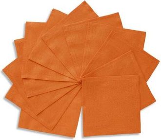 Solino Home Linen Cocktail Napkins Set of 12, 6 x 6 Inch for Dining Table, Holiday and Everyday Table Decor - Fete in Pumpkin at Nordstrom, Size Small