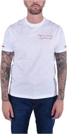 MC2 Saint Barth Tops, Heren, Wit, S, Katoen, Warm Katoenen T-shirt met Borduurwerk