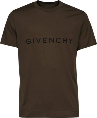Givenchy Tops, Heren, Bruin, L, Katoen, Slim Fit T-shirt