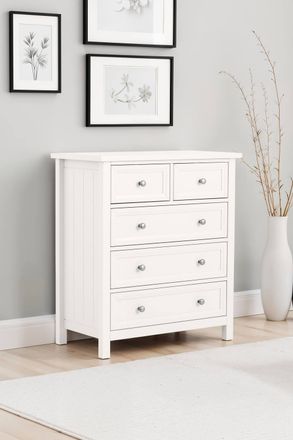 Julian Bowen Maine 5 Drawer Chest (3+2) in White