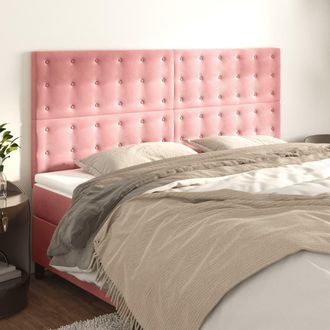 vidaXL Cabeceros 4 Unidades De Terciopelo Rosa 90x5x78/88 Cm Vidaxl