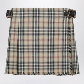 Burberry Beige Woll-Mini-Kilt mit Karomuster