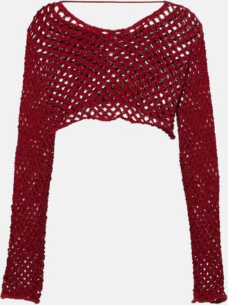 Bananhot Magen open-knit cotton-blend crop top